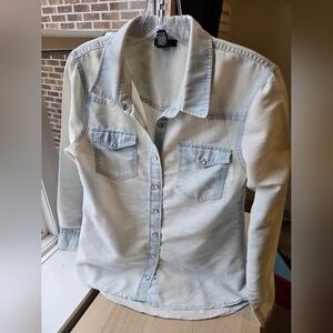 Rue21 Light Denim Cotton Blend Shirt